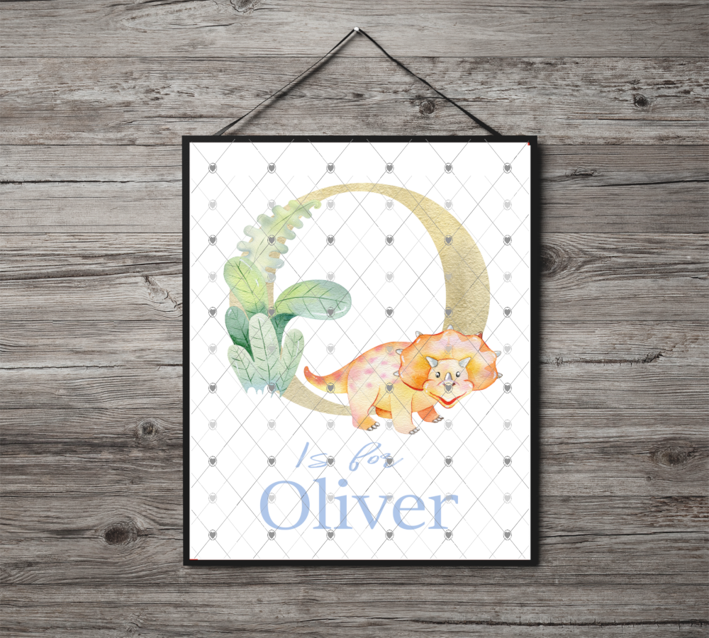 Dinosaur Initial Name Print, Letter O Custom Print, Letter O - Click Image to Close